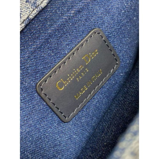 Miglior Falso Borsa Dior 30 Montaigne East-West con catena Blue Denim Oblique Jacquard Economiche Premium