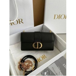 Miglior Falso Borsa Dior 30 Montaigne East-West con catena Pelle di vitello nera Economiche Premium