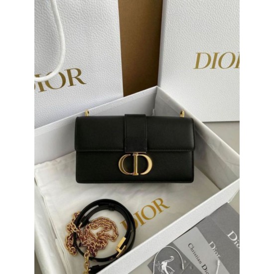 Miglior Falso Borsa Dior 30 Montaigne East-West con catena Pelle di vitello nera Economiche Premium