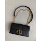 Miglior Falso Borsa Dior 30 Montaigne East-West con catena Pelle di vitello nera Economiche Premium