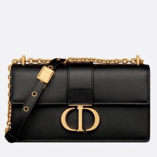 Miglior Falso Borsa Dior 30 Montaigne East-West con catena Pelle di vitello nera Economiche Premium