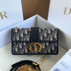 Miglior Falso Borsa Dior 30 Montaigne East-West con catena Jacquard obliquo blu Economiche Premium