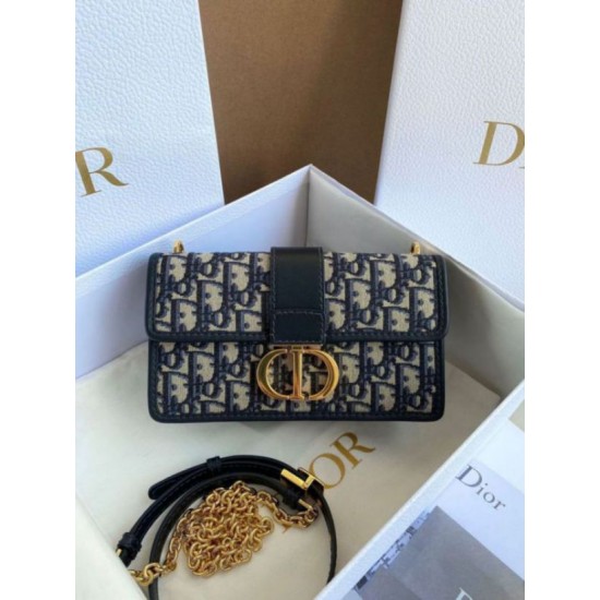 Miglior Falso Borsa Dior 30 Montaigne East-West con catena Jacquard obliquo blu Economiche Premium