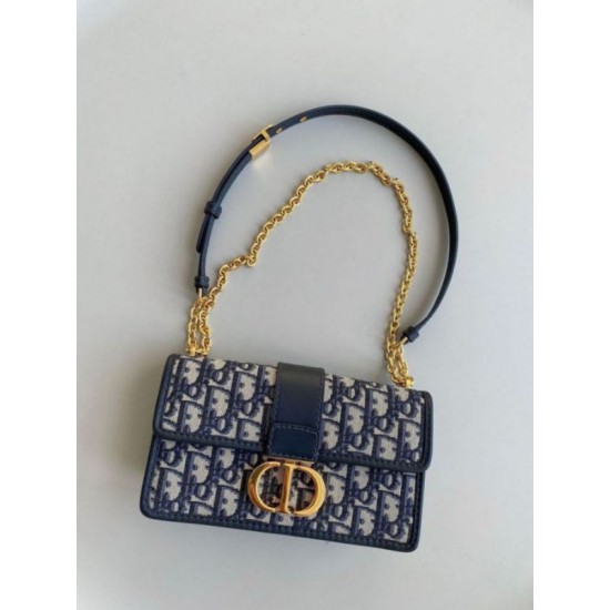 Miglior Falso Borsa Dior 30 Montaigne East-West con catena Jacquard obliquo blu Economiche Premium