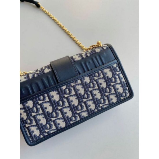 Miglior Falso Borsa Dior 30 Montaigne East-West con catena Jacquard obliquo blu Economiche Premium