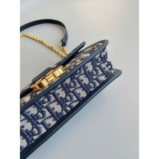 Miglior Falso Borsa Dior 30 Montaigne East-West con catena Jacquard obliquo blu Economiche Premium