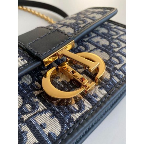 Miglior Falso Borsa Dior 30 Montaigne East-West con catena Jacquard obliquo blu Economiche Premium