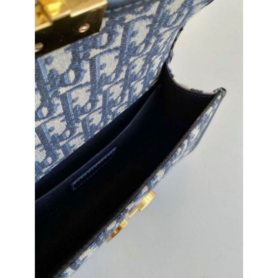 Miglior Falso Borsa Dior 30 Montaigne East-West con catena Jacquard obliquo blu Economiche Premium