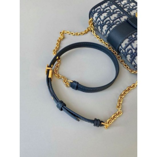 Miglior Falso Borsa Dior 30 Montaigne East-West con catena Jacquard obliquo blu Economiche Premium