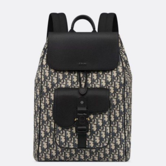 Perfette Qualità Repliche Zaino Dior Saddle con Patta Jacquard Beige Obliquo Imitazione