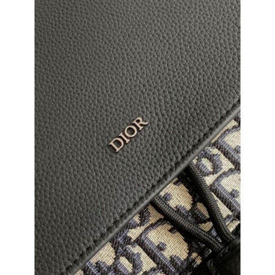 Perfette Qualità Repliche Zaino Dior Saddle con Patta Jacquard Beige Obliquo Imitazione