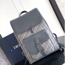 Perfette Qualità Repliche Zaino Dior Saddle con Patta Jacquard Grigio Obliquo Imitazione