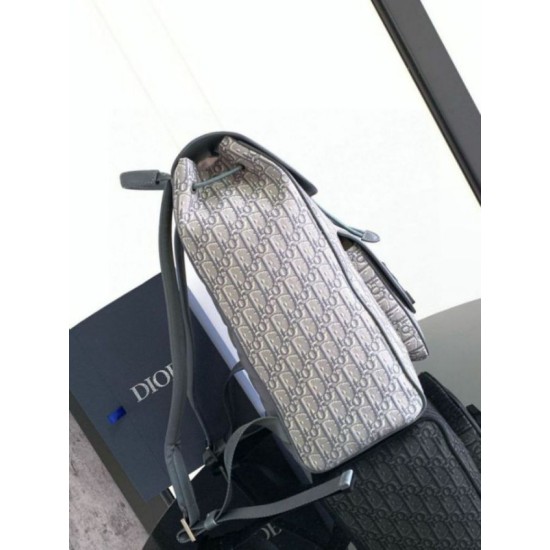Perfette Qualità Repliche Zaino Dior Saddle con Patta Jacquard Grigio Obliquo Imitazione