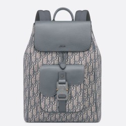 Perfette Qualità Repliche Zaino Dior Saddle con Patta Jacquard Grigio Obliquo Imitazione