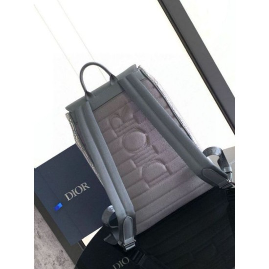 Perfette Qualità Repliche Zaino Dior Saddle con Patta Jacquard Grigio Obliquo Imitazione