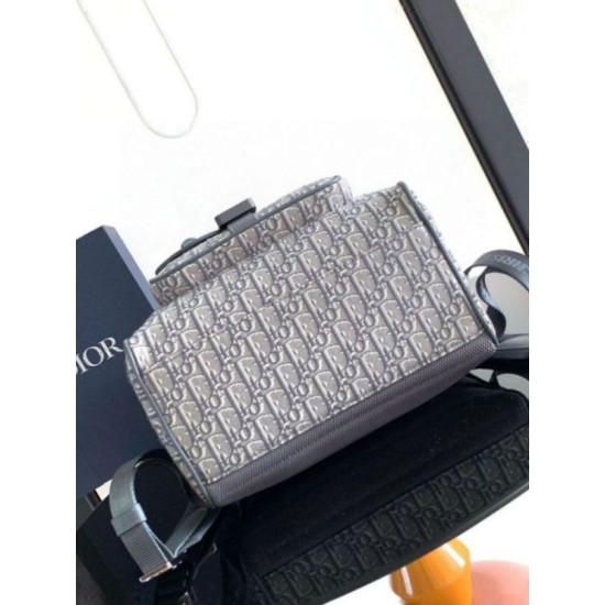 Perfette Qualità Repliche Zaino Dior Saddle con Patta Jacquard Grigio Obliquo Imitazione