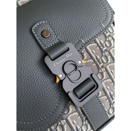 Perfette Qualità Repliche Zaino Dior Saddle con Patta Jacquard Grigio Obliquo Imitazione