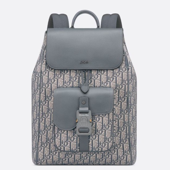 Perfette Qualità Repliche Zaino Dior Saddle con Patta Jacquard Grigio Obliquo Imitazione