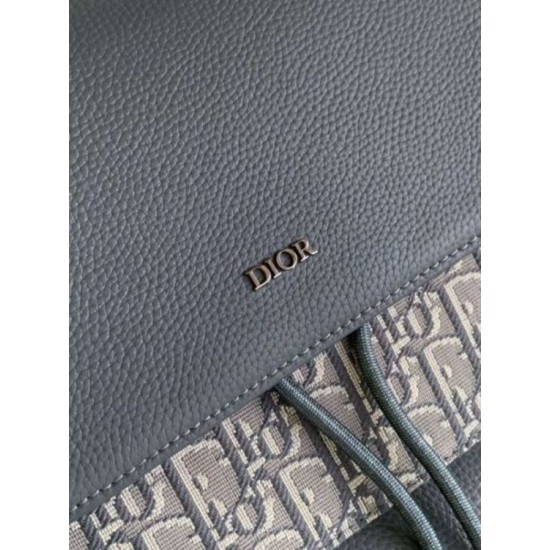 Perfette Qualità Repliche Zaino Dior Saddle con Patta Jacquard Grigio Obliquo Imitazione