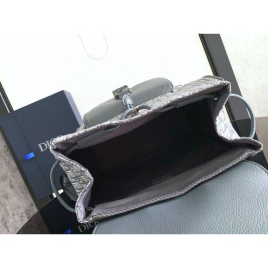 Perfette Qualità Repliche Zaino Dior Saddle con Patta Jacquard Grigio Obliquo Imitazione