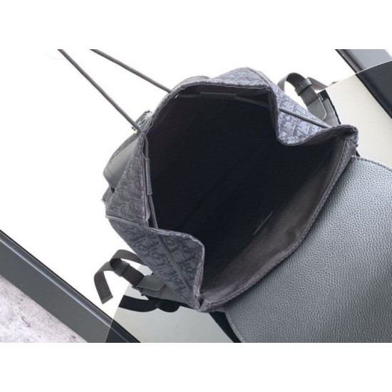 Replica perfetta Dior Saddle Zaino con patta Nero Oblique Jacquard Imitazione Outlet Online
