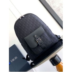 Migliore Repliche Dior Saddle Zaino con cerniera Nero Oblique Jacquard Economiche Outlet Online