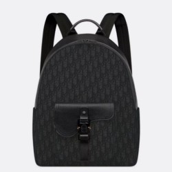 Migliore Repliche Dior Saddle Zaino con cerniera Nero Oblique Jacquard Economiche Outlet Online