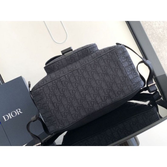 Migliore Repliche Dior Saddle Zaino con cerniera Nero Oblique Jacquard Economiche Outlet Online