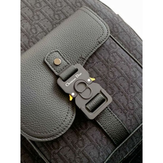 Migliore Repliche Dior Saddle Zaino con cerniera Nero Oblique Jacquard Economiche Outlet Online