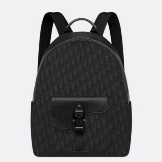 Migliore Repliche Dior Saddle Zaino con cerniera Nero Oblique Jacquard Economiche Outlet Online