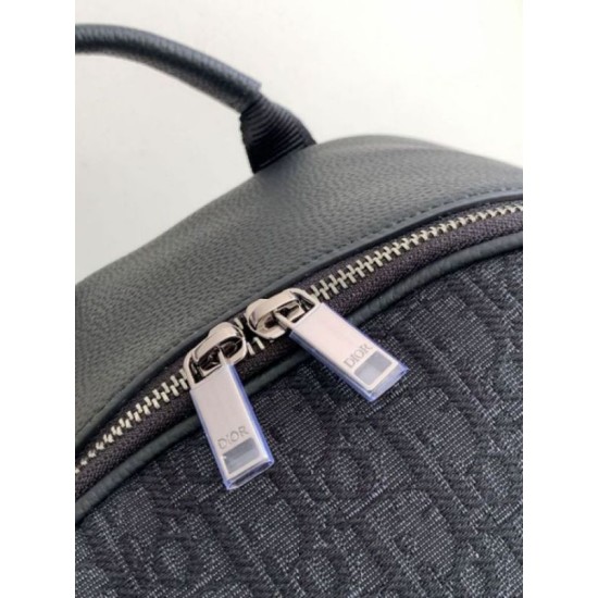 Migliore Repliche Dior Saddle Zaino con cerniera Nero Oblique Jacquard Economiche Outlet Online