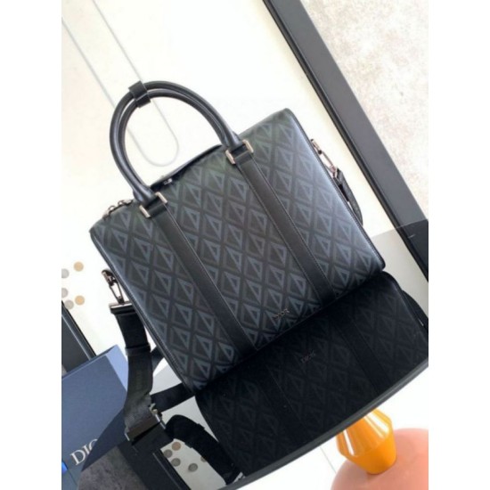 Perfette Qualità Repliche Valigetta Dior Lingot Nera CD Diamond Canvas Imitazione
