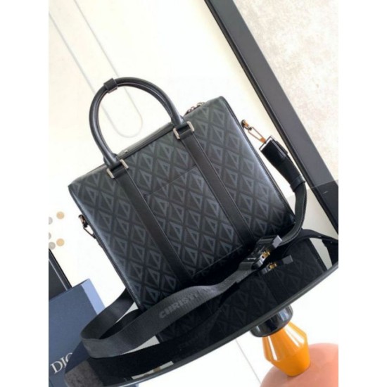 Perfette Qualità Repliche Valigetta Dior Lingot Nera CD Diamond Canvas Imitazione