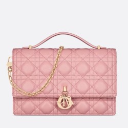 Replica perfetta Borsa Dior Miss Dior con manico superiore Melocoton Rosa Cannage Agnello Imitazione Outlet Online
