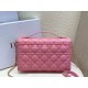 Replica perfetta Borsa Dior Miss Dior con manico superiore Melocoton Rosa Cannage Agnello Imitazione Outlet Online