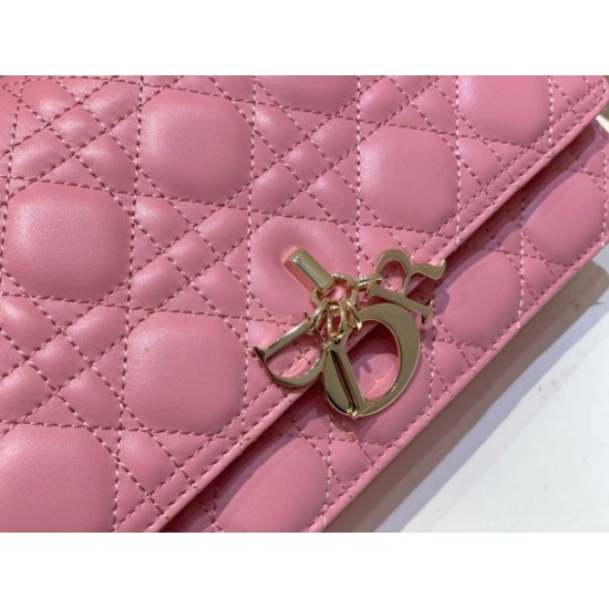 Replica perfetta Borsa Dior Miss Dior con manico superiore Melocoton Rosa Cannage Agnello Imitazione Outlet Online