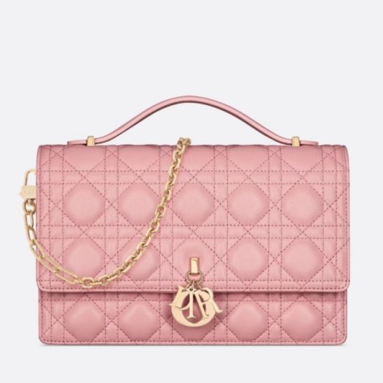 Replica perfetta Borsa Dior Miss Dior con manico superiore Melocoton Rosa Cannage Agnello Imitazione Outlet Online