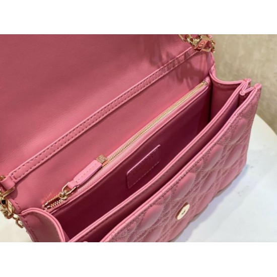 Replica perfetta Borsa Dior Miss Dior con manico superiore Melocoton Rosa Cannage Agnello Imitazione Outlet Online