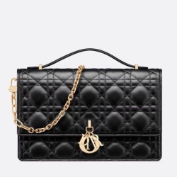 Miglior Falso Borsa Dior Miss Dior con manico superiore Pelle di agnello Cannage nera Economiche Premium