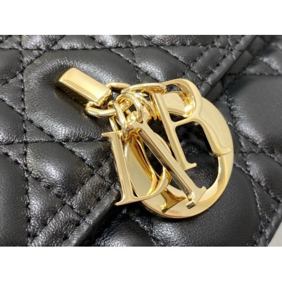 Miglior Falso Borsa Dior Miss Dior con manico superiore Pelle di agnello Cannage nera Economiche Premium