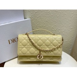 Miglior Falso Borsa Dior Miss Dior con manico superiore Pelle di agnello Cannage giallo pastello Economiche Premium