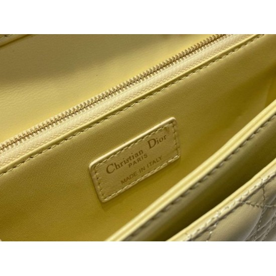 Miglior Falso Borsa Dior Miss Dior con manico superiore Pelle di agnello Cannage giallo pastello Economiche Premium