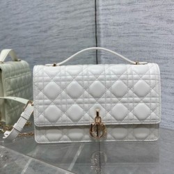 Miglior Falso Borsa Dior Miss Dior con manico superiore Pelle di agnello Cannage bianca Economiche Premium