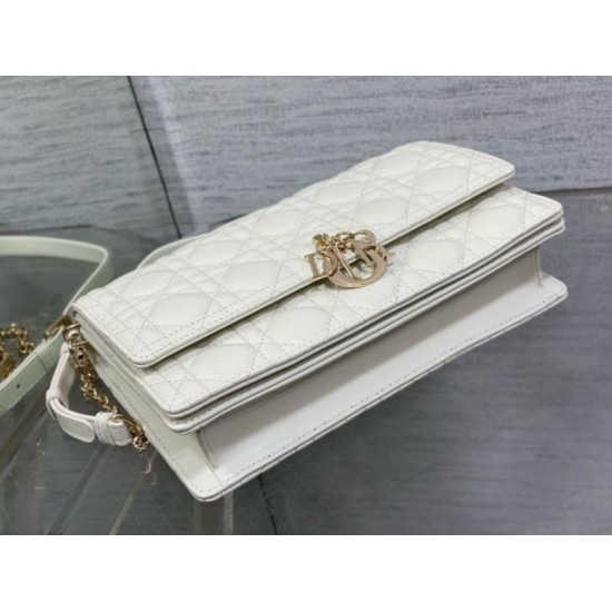 Miglior Falso Borsa Dior Miss Dior con manico superiore Pelle di agnello Cannage bianca Economiche Premium