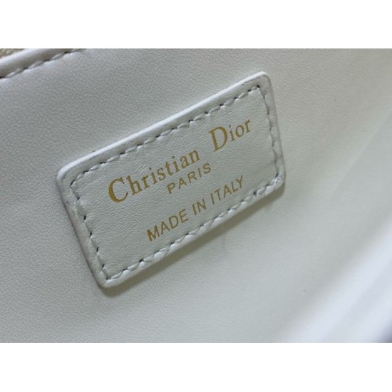 Miglior Falso Borsa Dior Miss Dior con manico superiore Pelle di agnello Cannage bianca Economiche Premium