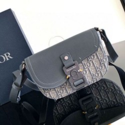 Miglior Falso Borsa Dior Mini Saddle Messenger Grigio Obliquo Jacquard e pelle di vitello Economiche Premium