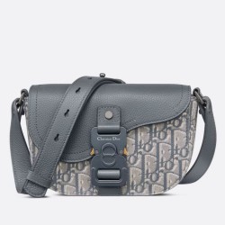 Miglior Falso Borsa Dior Mini Saddle Messenger Grigio Obliquo Jacquard e pelle di vitello Economiche Premium