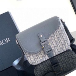 Miglior Falso Borsa a tracolla Dior Small Saddle Jacquard obliquo grigio e pelle di vitello Economiche Premium