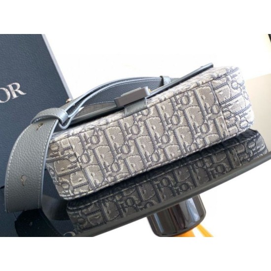 Miglior Falso Borsa a tracolla Dior Small Saddle Jacquard obliquo grigio e pelle di vitello Economiche Premium
