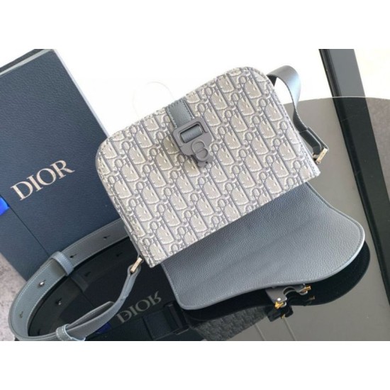 Miglior Falso Borsa a tracolla Dior Small Saddle Jacquard obliquo grigio e pelle di vitello Economiche Premium